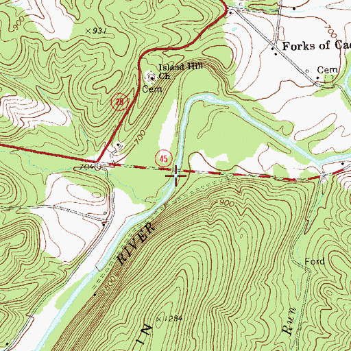 Topographic Map of Crooked Run, WV