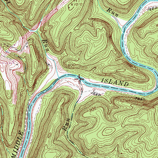 Topographic Map of Crooked Run, WV