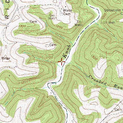 Topographic Map of Crooked Run, WV