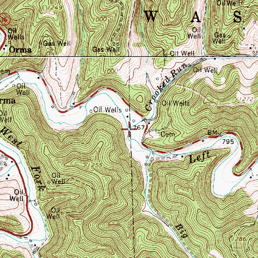 Topographic Map of Crooked Run, WV