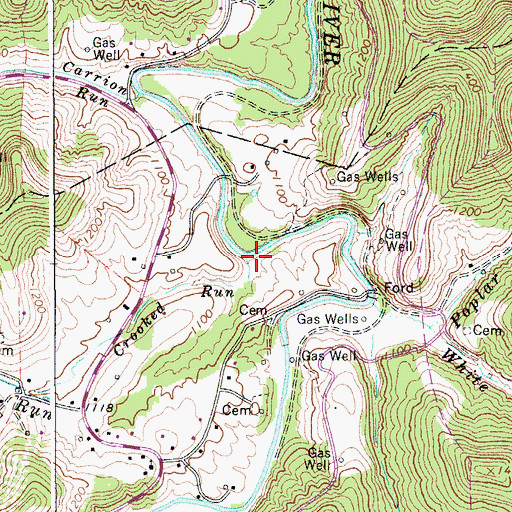Topographic Map of Crooked Run, WV
