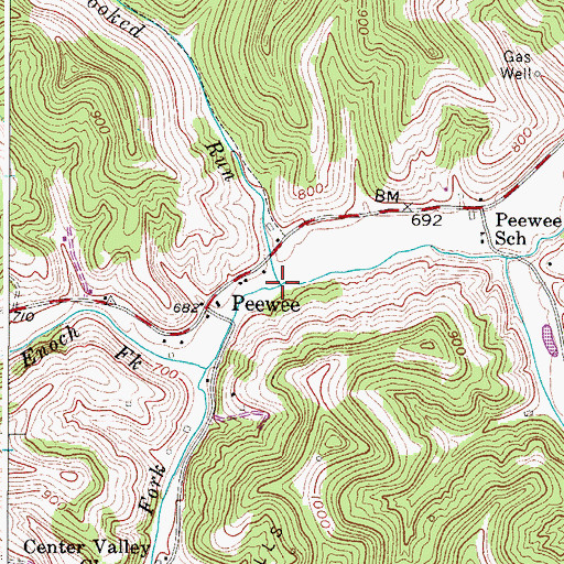 Topographic Map of Crooked Run, WV