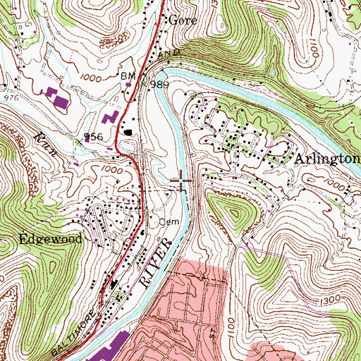 Topographic Map of Crooked Run, WV