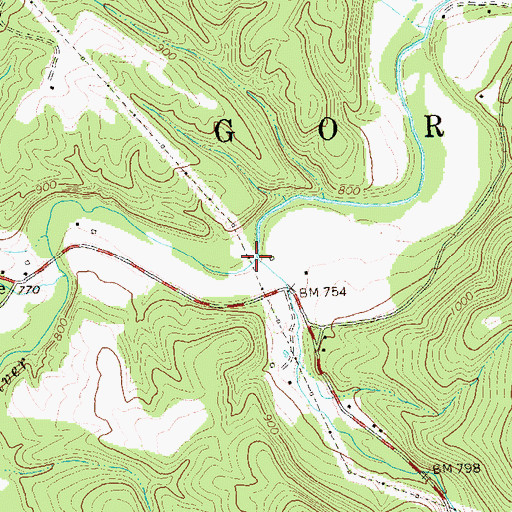 Topographic Map of Crooked Run, WV