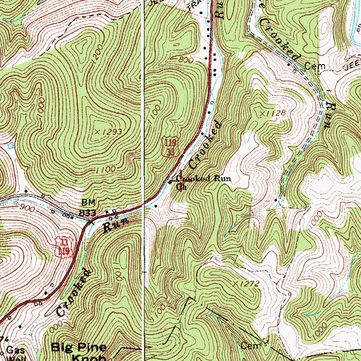 Topographic Map of Crooked Run Church, WV