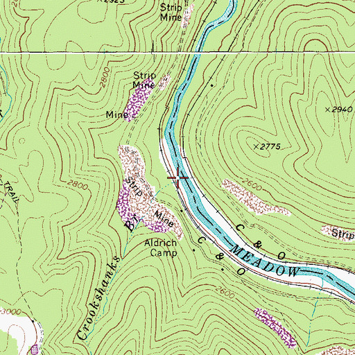 Topographic Map of Crookshanks Branch, WV