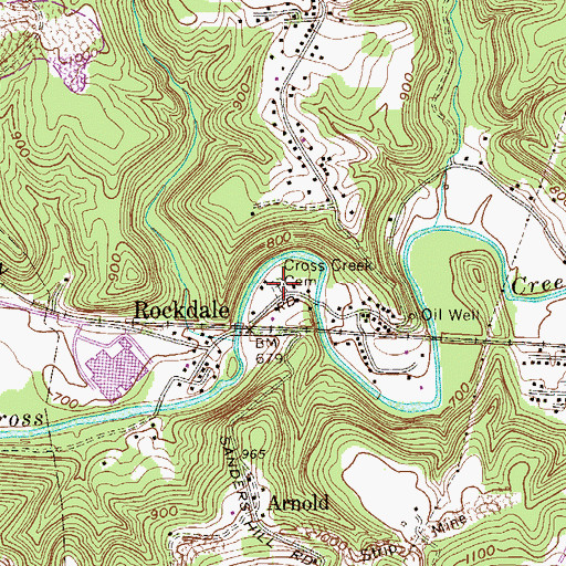 Topographic Map of Cross Creek Cemetery, WV