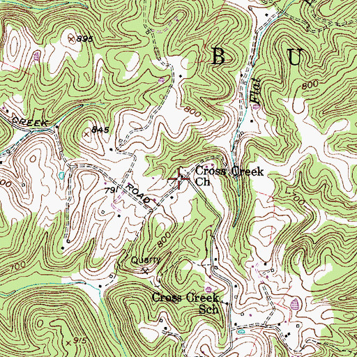 Topographic Map of Cross Creek Church, WV