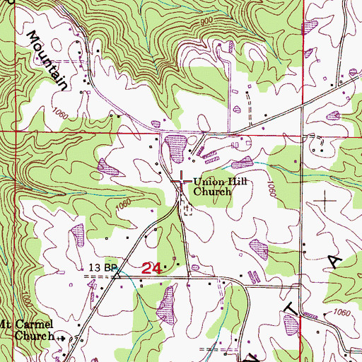 Topographic Map of Union Hill Freewill Baptist Church, AL