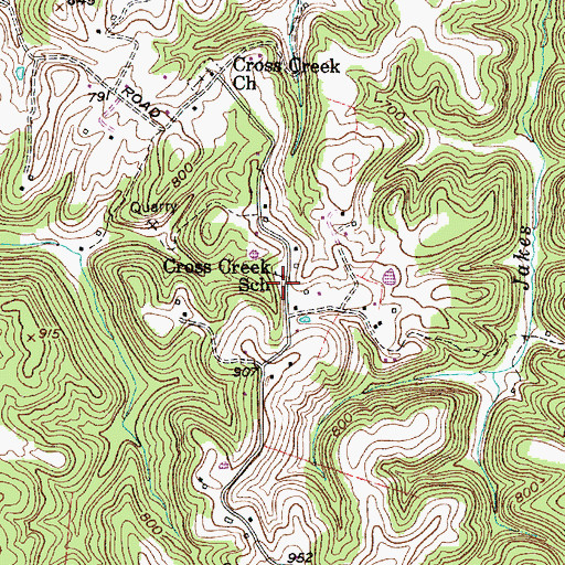 Topographic Map of Cross Creek School (historical), WV