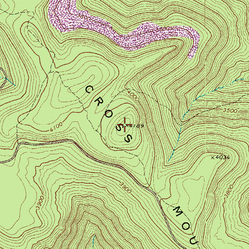 Topographic Map of Cross Mountain, WV