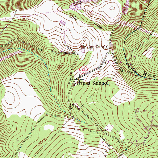 Topographic Map of Cross School (historical), WV