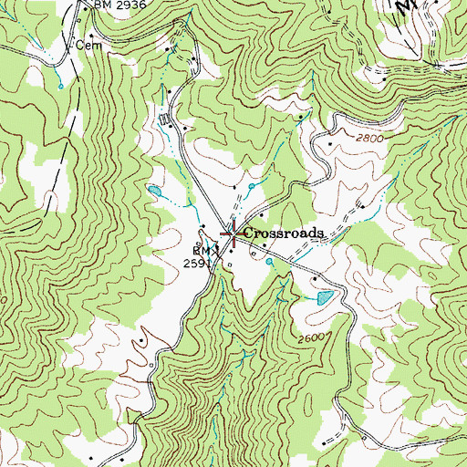 Topographic Map of Crossroads, WV