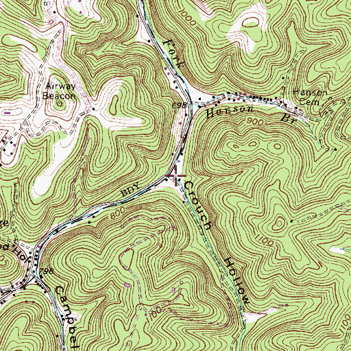 Topographic Map of Crouch Hollow, WV