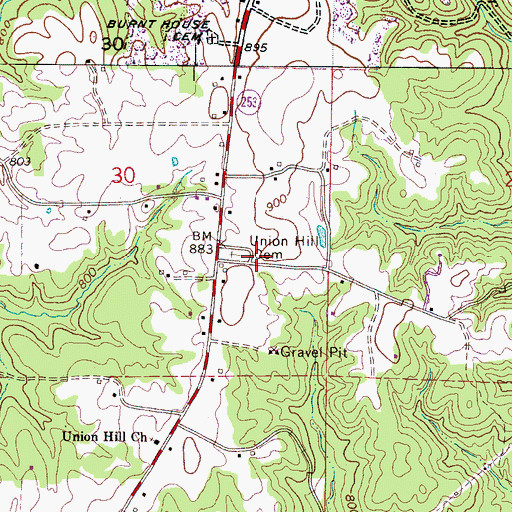 Topographic Map of Union Hill Cemetery, AL