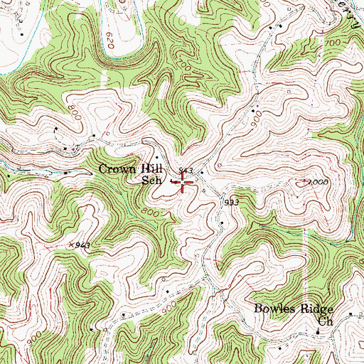 Topographic Map of Crown Hill School (historical), WV