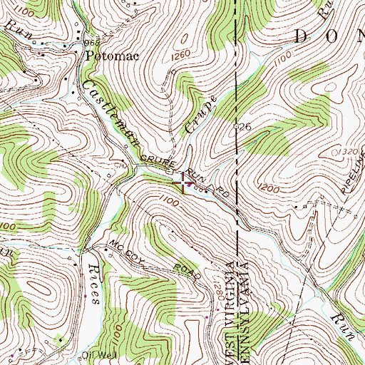 Topographic Map of Crupe Run, WV
