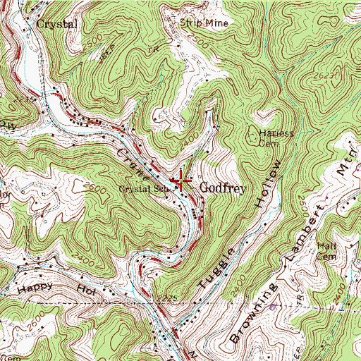 Topographic Map of Crystal School (historical), WV