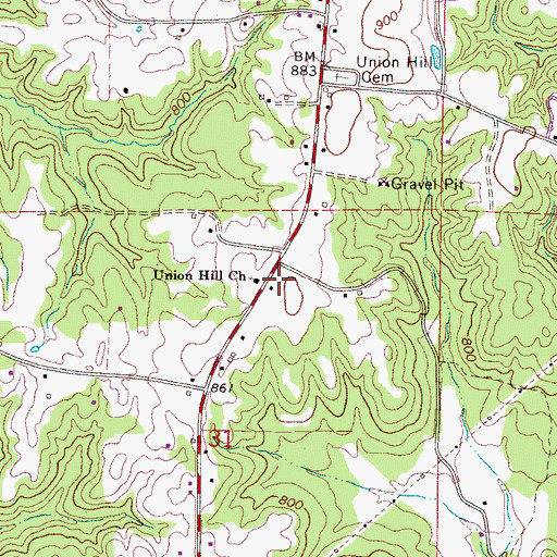 Topographic Map of Union Hill Freewill Baptist Church, AL