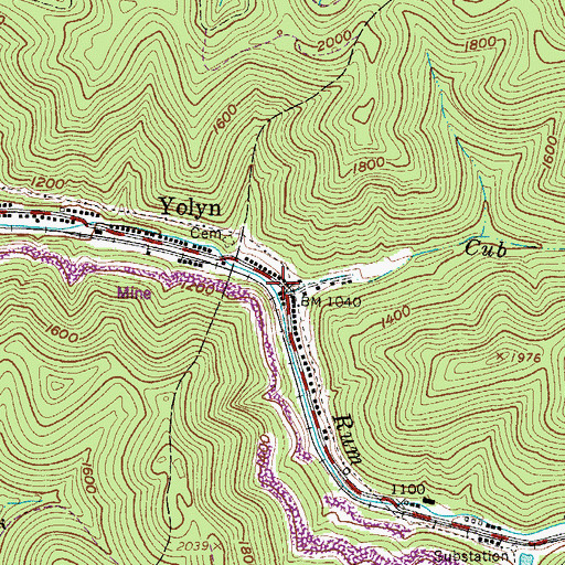 Topographic Map of Cub Branch, WV