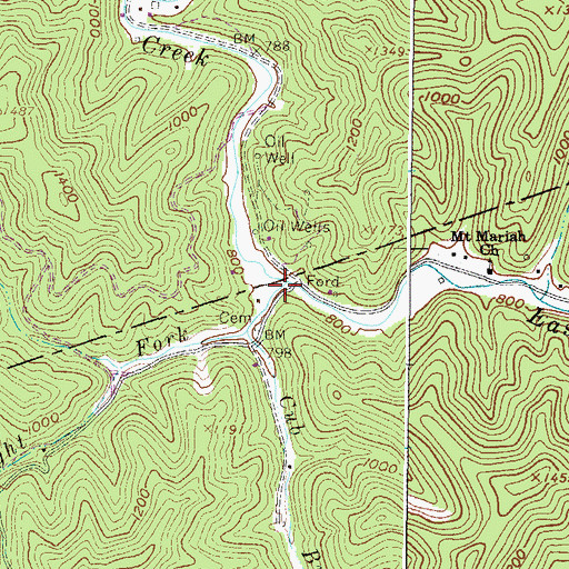 Topographic Map of Cub Branch, WV