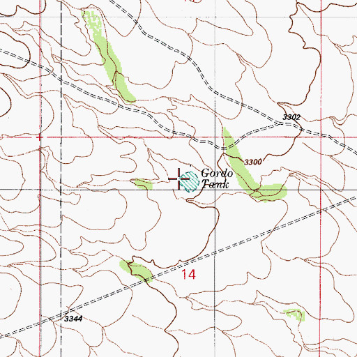 Topographic Map of Gordo Tank, AZ