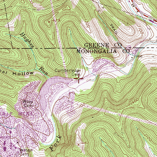Topographic Map of Cumberledge Cemetery, WV