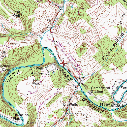 Topographic Map of Cunningham Run, WV