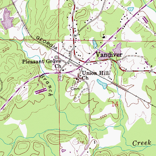 Topographic Map of Union Hill Freewill Baptist Church, AL