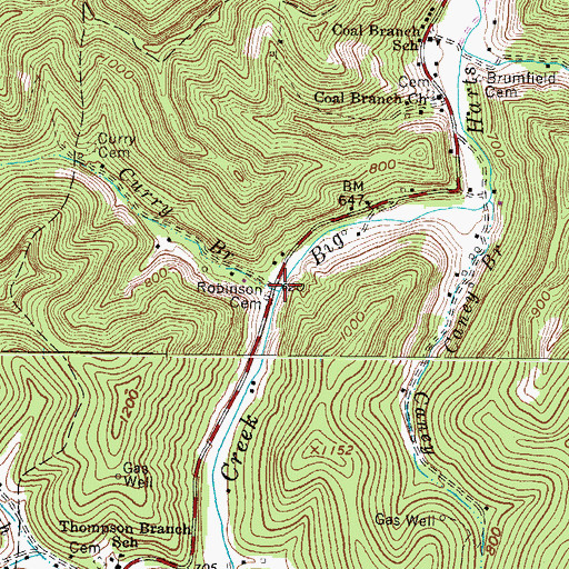 Topographic Map of Curry Branch, WV