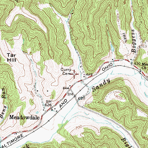 Topographic Map of Curry Cemetery, WV