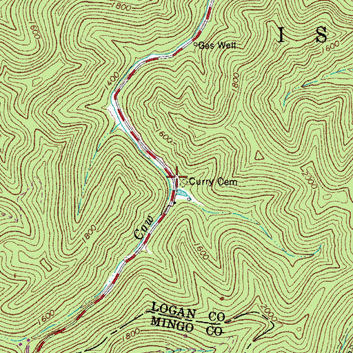 Topographic Map of Curry Cemetery, WV