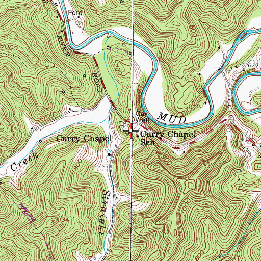 Topographic Map of Curry Chapel, WV