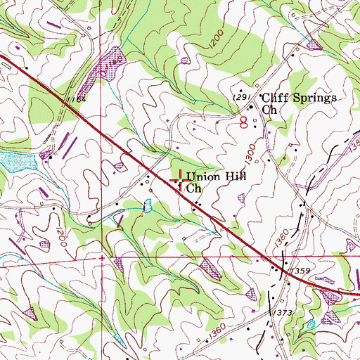 Topographic Map of Union Hill Church of the Nazarene, AL