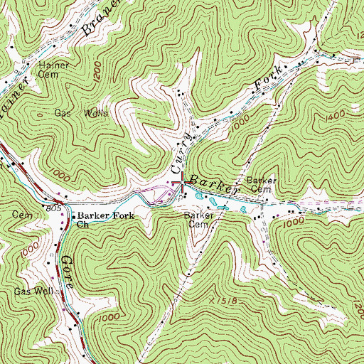 Topographic Map of Curry Fork, WV
