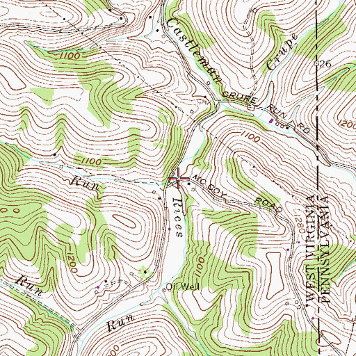 Topographic Map of Curtis Run, WV