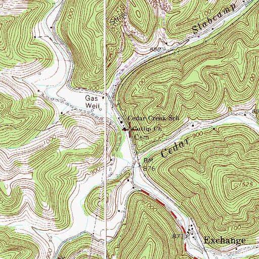 Topographic Map of Cutlip Church, WV