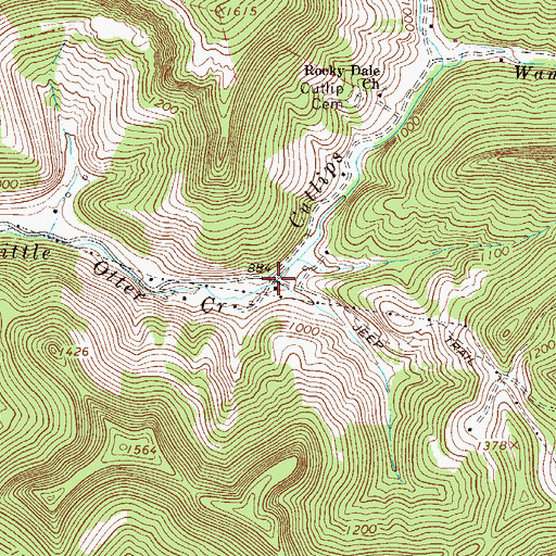 Topographic Map of Cutlips Fork, WV