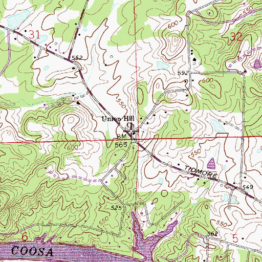 Topographic Map of Union Hill Methodist Church, AL