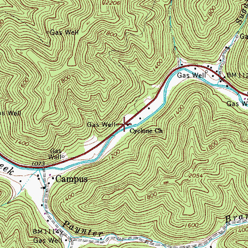 Topographic Map of Cyclone Church, WV