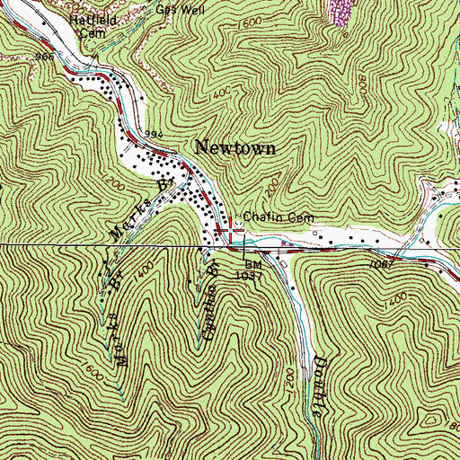 Topographic Map of Cynthia Branch, WV