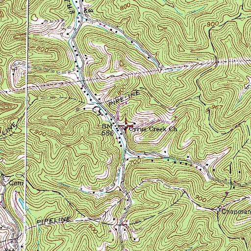 Topographic Map of Cyrus Creek Church, WV