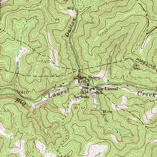 Topographic Map of Dalton Fork, WV