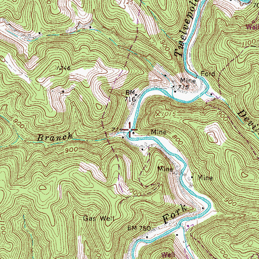 Topographic Map of Damel Branch, WV