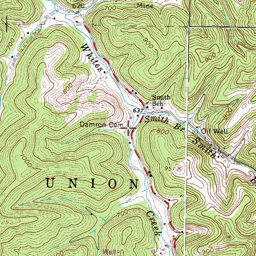 Topographic Map of Damron Cemetery, WV