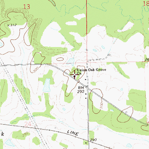Topographic Map of Union Oak Grove Church, AL
