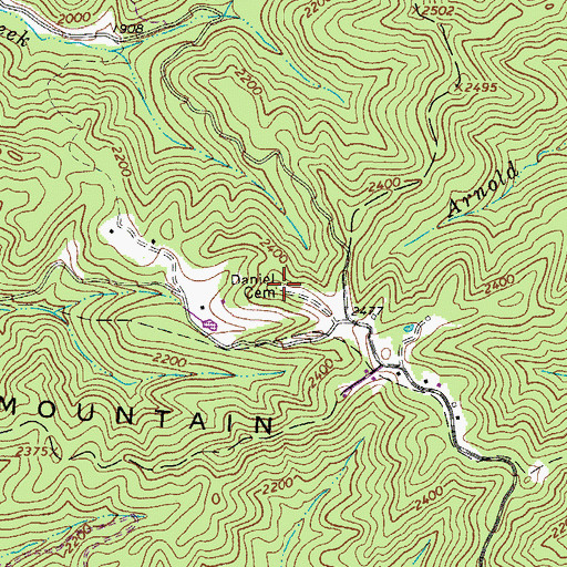 Topographic Map of Daniel Cemetery, WV