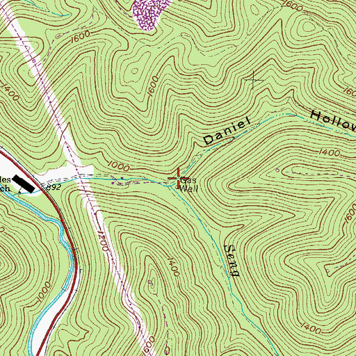 Topographic Map of Daniel Hollow, WV