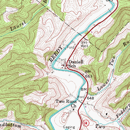 Topographic Map of Daniell School (historical), WV