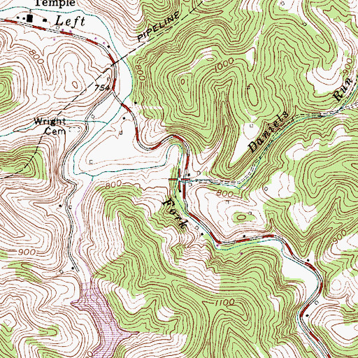 Topographic Map of Daniels Run, WV